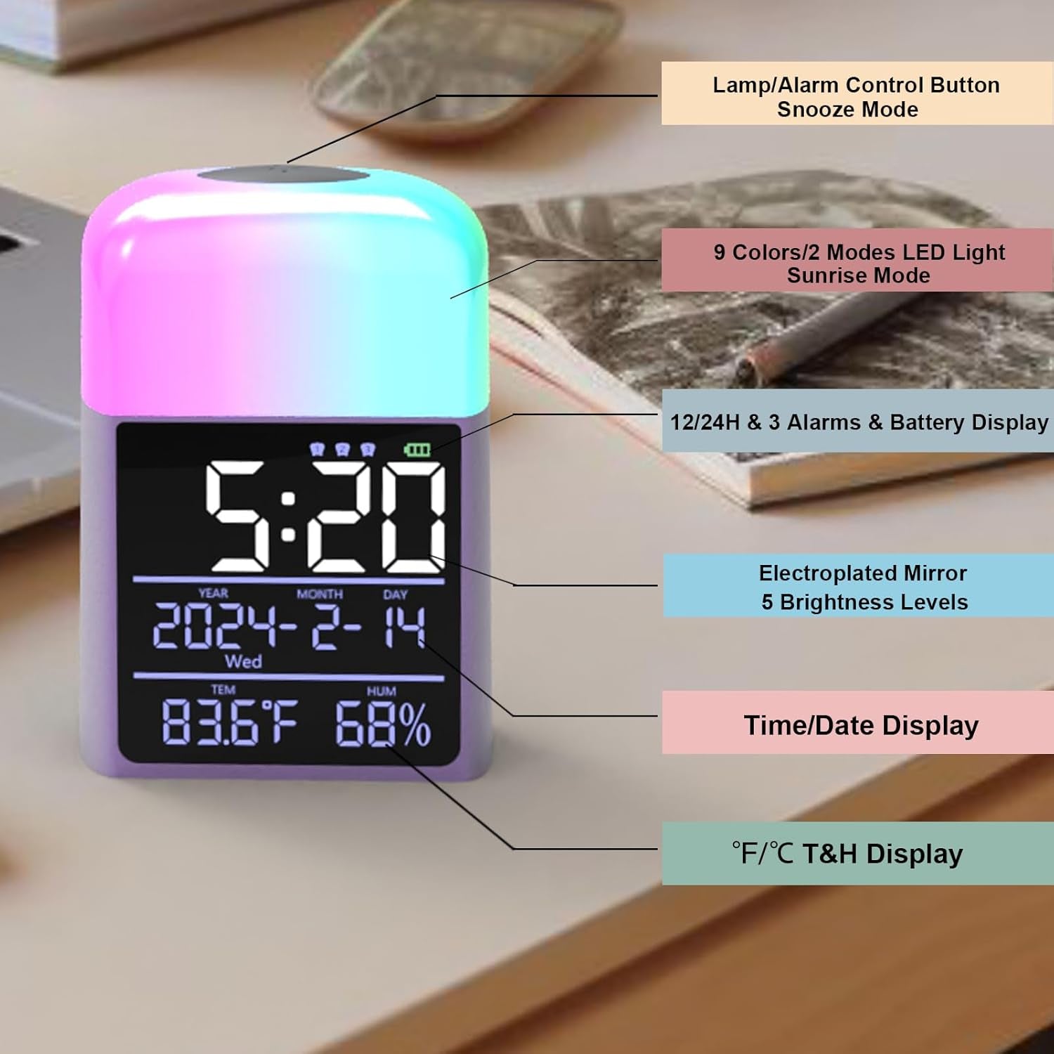 3 in 1 Wireless Charging Station,Wireless Charger Compatible with Iphone 16/15/14/13/Pro/Max/Xs/Plus.For Apple Watch,Charging Dock for Airpods with Digital Alarm Clock and Night Light (Y21)