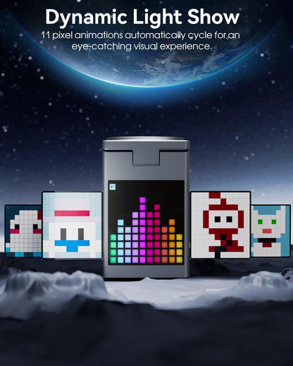 3-In-1 Wireless Charger, Bluetooth Speaker, Pixel Animation Display, Digital Alarm Clock for Apple Mag Safe Iphone 17 16E 16 15 14 13 12 Pro Max Iwatch and Airpods Fasting Charging Station