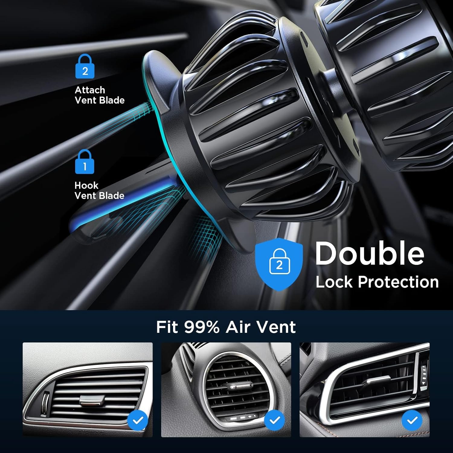 Magnetic Phone Holder for Car - Upgraded Clip Ultra 6 Strong Magnets, Phone Magnets for Back of Phone, Soporte De Telefono Para Carro for Galaxy S25 Ultra 4-6.7 Inch Smartphones (Black)