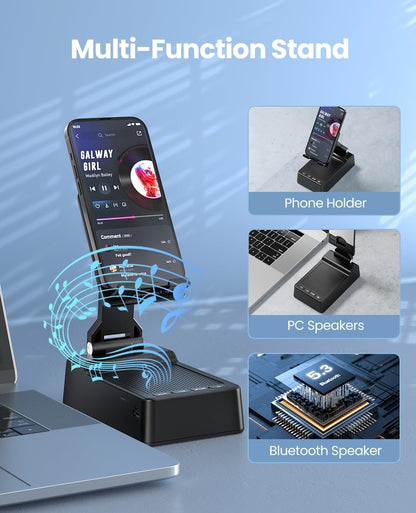 Gifts for Men Women, Phone Stand with Bluetooth Speaker, HD Surround Sound Speaker, Compatible with All Iphone/Android Phones Ipad Kindle, Cool Gadget Gift for Men Women Dad Mom Christmas Birthday