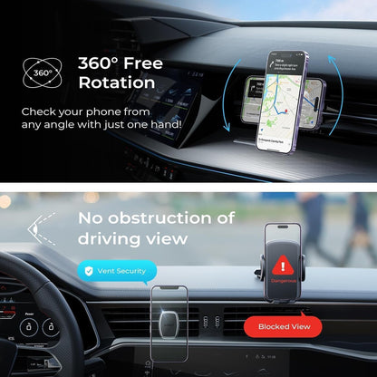 Magnetic Phone Holder for Car - Upgraded Clip Ultra 6 Strong Magnets, Phone Magnets for Back of Phone, Soporte De Telefono Para Carro for Galaxy S25 Ultra 4-6.7 Inch Smartphones (Black)