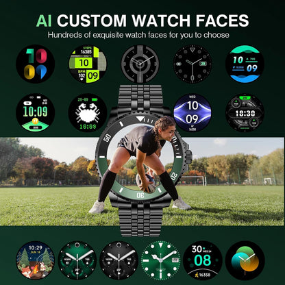 2025 DA GPT Smart Watch with Bluetooth Call,1.19-Inch AMOLED Display, 24/7 Heart Rate, Blood Oxygen, Blood Pressure, Sleep Monitor, 107 Sports Fitness Tracker, Compatible Android and Ios Black Green