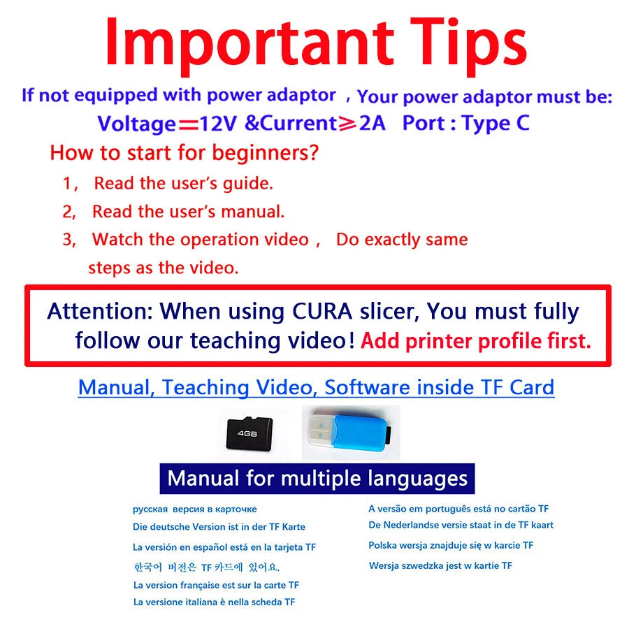 3D Printer Entry Level Compatible with PLA TPU 1.75Mm Filament Include Power Adaptor.