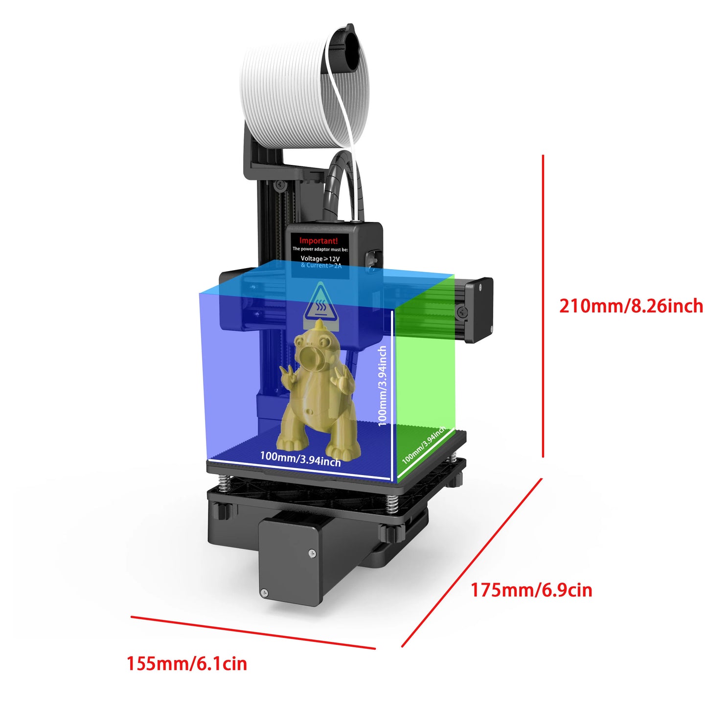 3D Printer Entry Level Compatible with PLA TPU 1.75Mm Filament Include Power Adaptor.