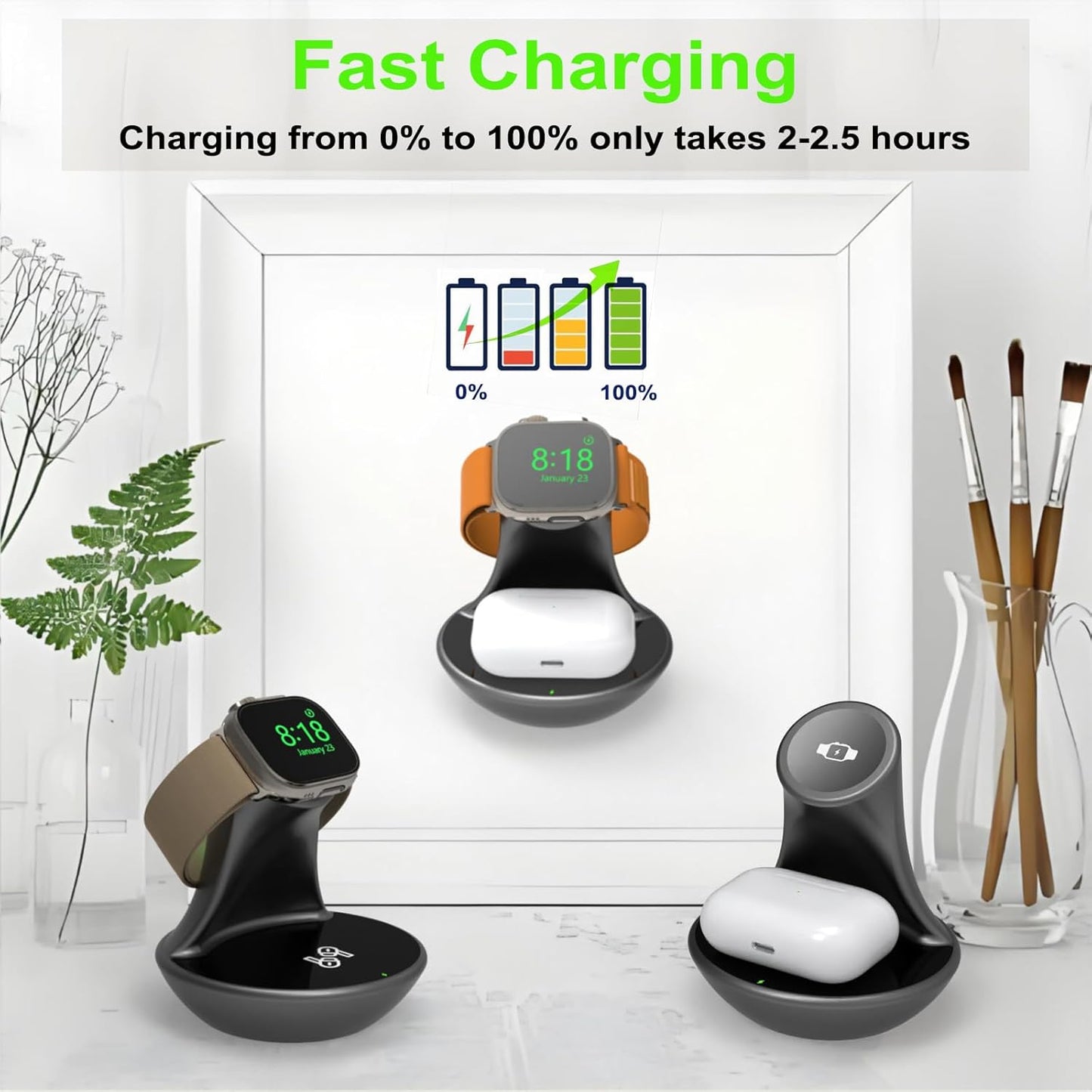 3 in 1 Wireless Charging Station,Wireless Charger Compatible with Iphone 16/15/14/13/Pro/Max/Xs/Plus.For Apple Watch,Charging Dock for Airpods with Digital Alarm Clock and Night Light (Y21)