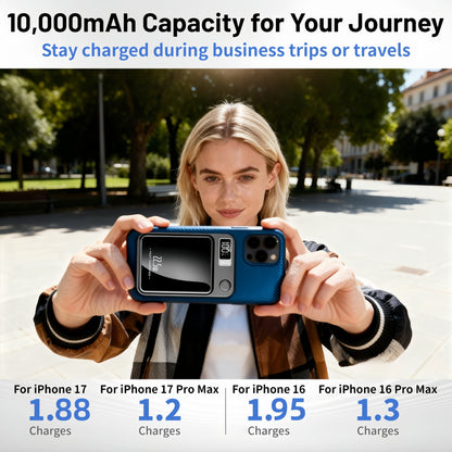 Wireless Portable Charger with LED Power Display, 10000Mah 22.5W Fast Charging Phone External Battery Bank, 2 in 1 Wireless Magnetic Power Bank, Emergency Backup Battery Pack for Iphone and Android